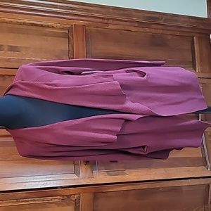 ana NWT wine cardigan Sm sweater waterfall lapels front pockets